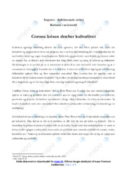 Corona, kolera og kultur-kroner | Analyse | Peter Pentz