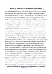Kunst og litteratur skal udfordre samfundet | Reflekterende artikel