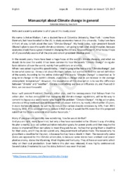 Climate Change Manuscript | Eksamenssæt hhx (med netadagang) 3. december 2015 | Opg. A