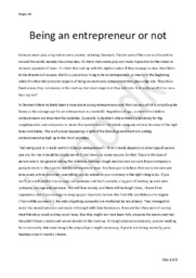 Being an Entrepreneur or Not | Essay hhx Engelsk