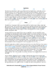 Summary and essay of Sweetnes by Toni Morrison