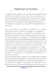 Bedtimes | Analyse | Tim Parks