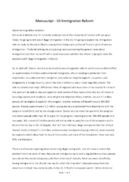 Manuscript – US Immigration Reform