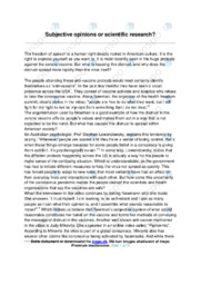 Subjective opinions or scientific research | Argumentative Essay