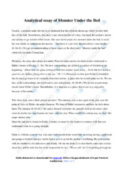 Monster Under the Bed | Analytical essay