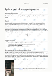 Fordampningsvarme | Fysikrapport