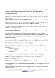 Industrialiseringsprocessen | Noter til historie