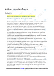 Mikrolån løser ikke Afrikas problemer | Noter IØ