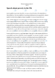 Speech about poverty in the UK | Opgave