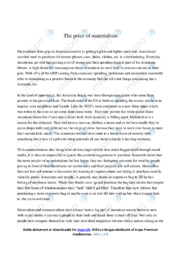 The price of materialism | Opgave