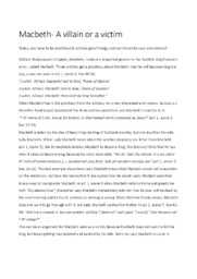 Macbeth- A villain or a victim