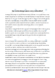 Kan verdensborger gavne vores nationalitet | Dansk Essay