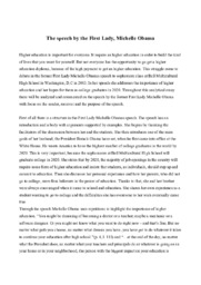 The speech by the First Lady, Michelle Obama