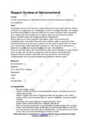 Syntese af Natriumchlorid | Rapport