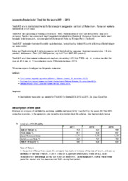 Accounts Analysis for Tivoli for the years 2011 – 2013
