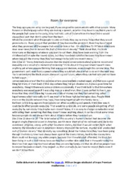 Room for everyone | Engelsk Essay