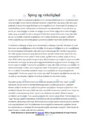 Sprog og virkelighed | Reflekterende Artikel