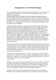 Assignment 6 – The Frontier Heritage