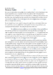 Memory Dance | Essay
