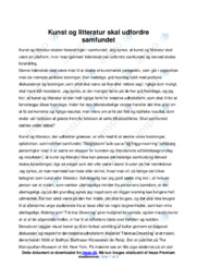 Kunst og litteratur skal udfordre samfundet | Reflekterende Artikel