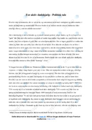 For aktiv dødshjælp | Tale | Analyse