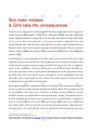 Boys make “mistakes” and girls take the consequences | Essay