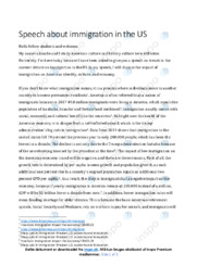 Immigration in the US | Speech