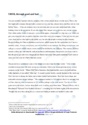 UBER, through good and bad | Engelsk Stil