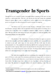 Transgender In Sports | Opgave