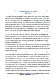 The Importance of Being Earnest | Analyse | Oscar Wilde