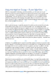Rune Martlev | Argumentative Essay