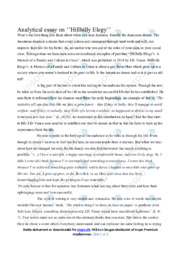 Hillbilly Elegy | Analytical essay