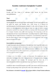 Kemiske reaktioners hastigheder | Opgave