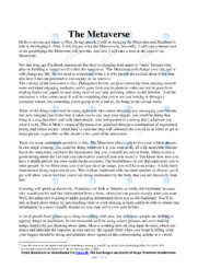 The Metaverse | Engelsk Speech