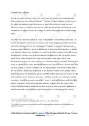 American values | Essay