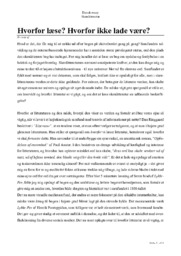 Hvorfor læse? Hvorfor ikke lade være? | Essay