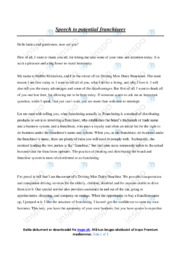 Speech to potential franchisees
