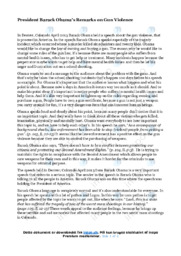 Barack Obama’s Remarks on Gun Violence | Noter Engelsk Stil