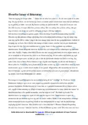Hvorfor læser vi litteratur | Dansk Essay