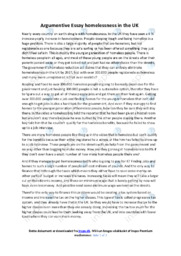 Homelessness in the UK | Argumentive Essay