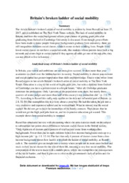 Britain’s broken ladder of social mobility | Analytical Essay
