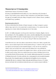 Manuscript on US immigration | Engelsk