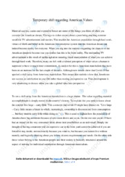 Temporary shift regarding American Values | Essay