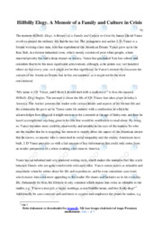 Hillbilly Elegy. A Memoir of a Family and Culture in… | Analyse