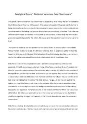 National Veterans Day Observance | Analytical Essay