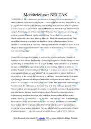 Mobiltelefoner NEJ TAK | Analyse | Peter Olesen