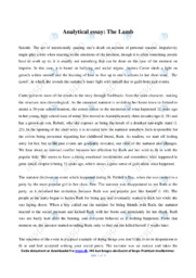 The Lamb | Analytical essay