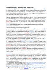Is sustainability actually that important | Engelsk