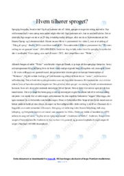 Hvem tilhører sproget | Noter Dansk Essay
