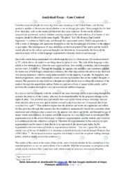 Gun Control | Analytical essay